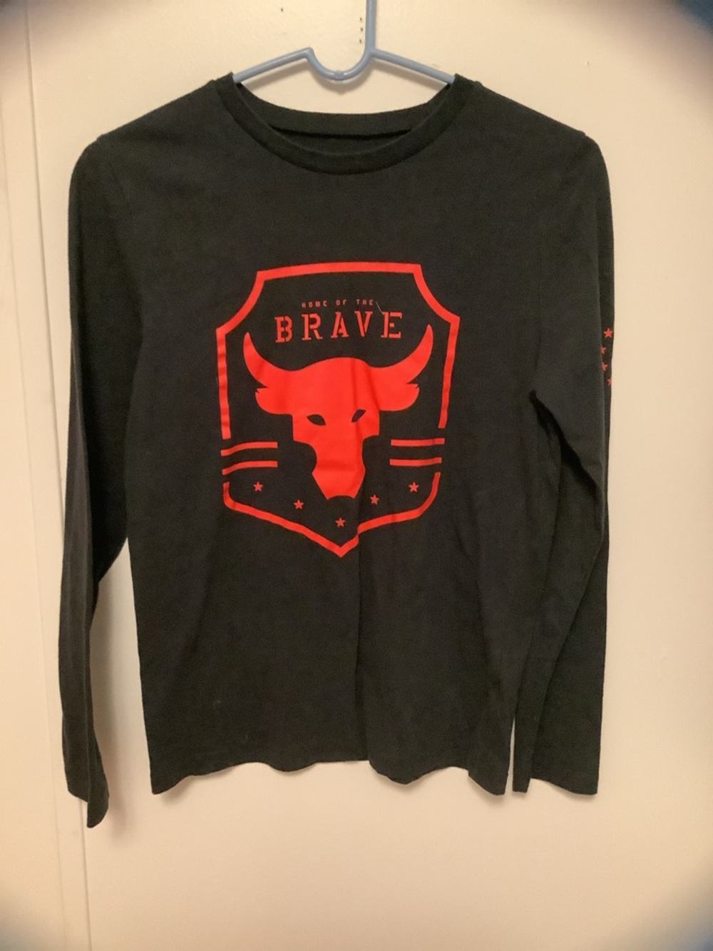 Under Armour Black Long-Sleeve Tee with Red Brave Shield Graphic
